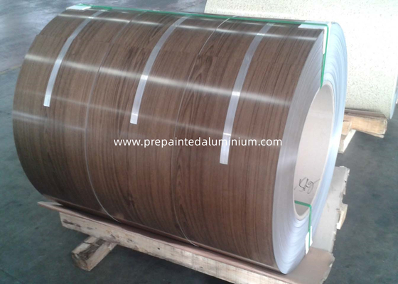 AA3003 3015 H24 دانه های چوبی سخت رنگ پوشانده شده آلومینیوم کویل آلومینیوم پوشانده شده PVDF برای تولید سقف